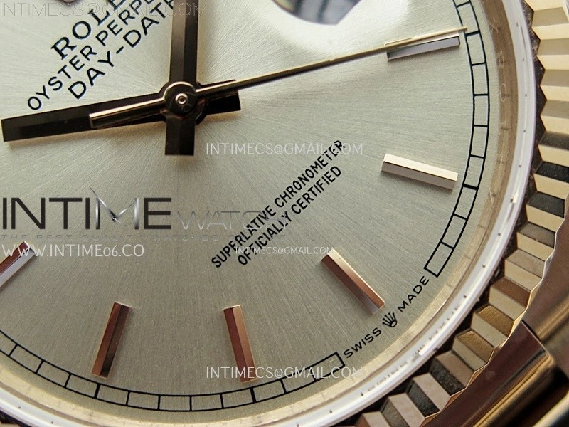 Day Date 128235 Gain Weight RG QF 1:1 Best Edition Champagne Dial Stick Markers on RG President Bracelet