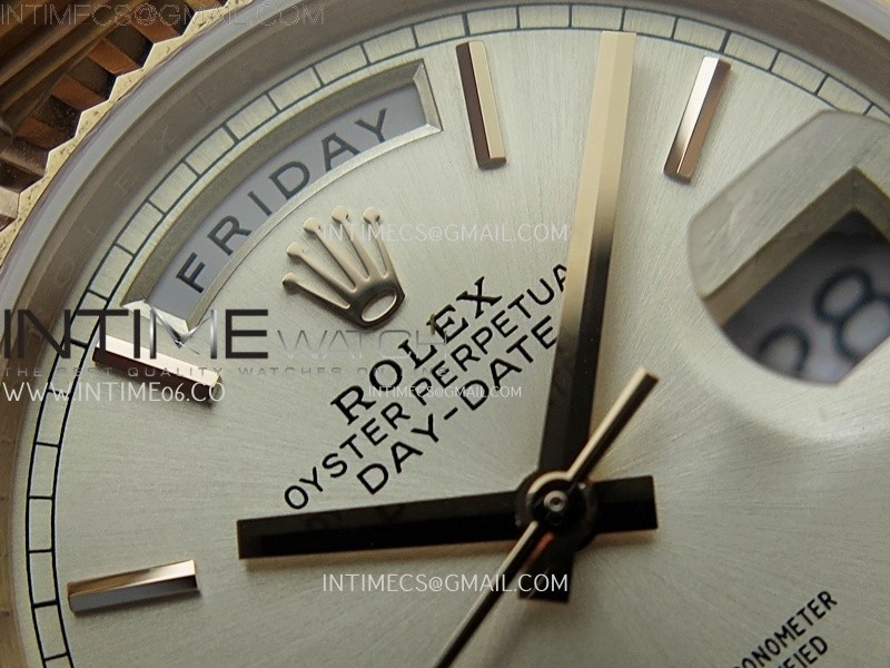 Day Date 128235 Gain Weight RG QF 1:1 Best Edition Champagne Dial Stick Markers on RG President Bracelet