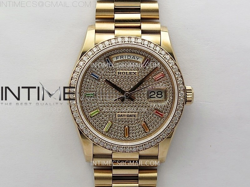 Day Date 36mm Gain Weight RG tungsten APSF 1:1 Best Edition Diamond Dial on SS President Bracelet A3255