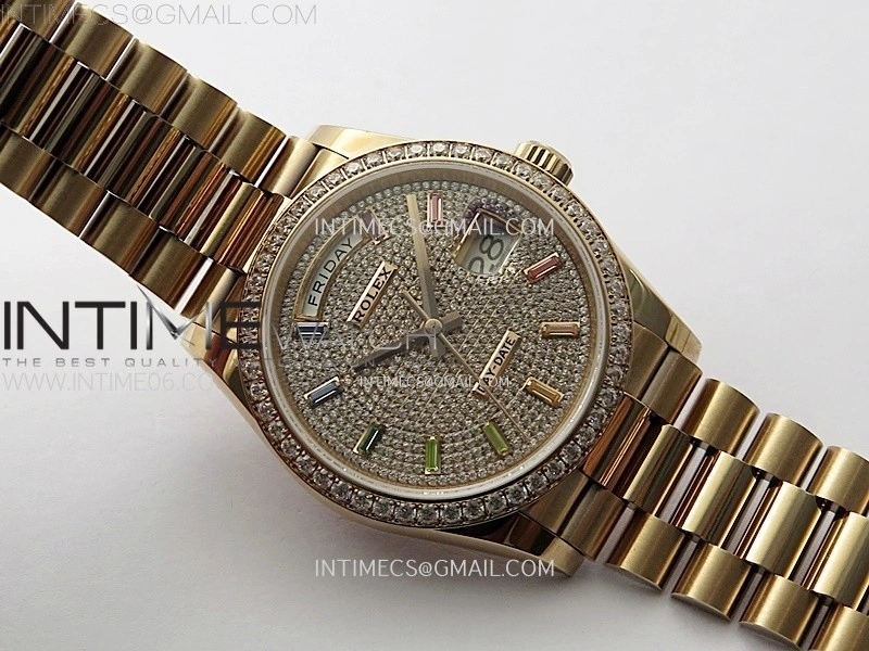 Day Date 36mm Gain Weight RG tungsten APSF 1:1 Best Edition Diamond Dial on SS President Bracelet A3255