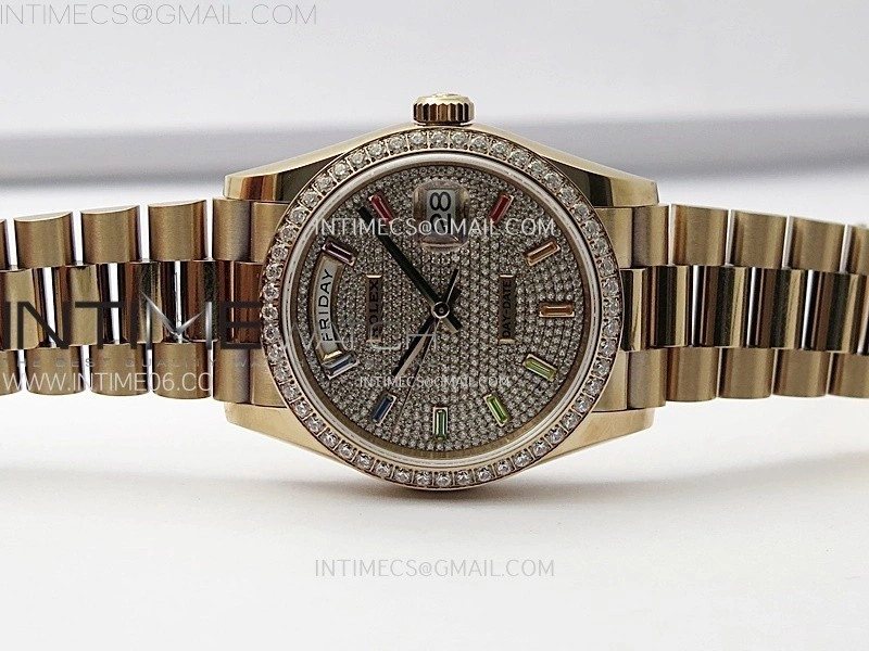 Day Date 36mm Gain Weight RG tungsten APSF 1:1 Best Edition Diamond Dial on SS President Bracelet A3255