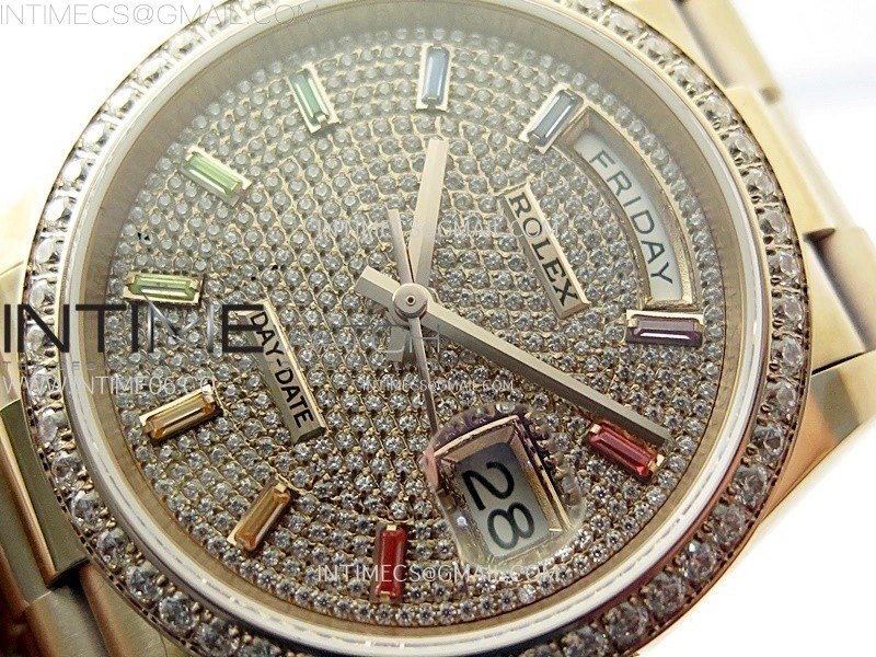 Day Date 36mm Gain Weight RG tungsten APSF 1:1 Best Edition Diamond Dial on SS President Bracelet A3255