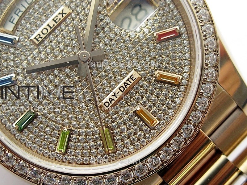 Day Date 36mm Gain Weight RG tungsten APSF 1:1 Best Edition Diamond Dial on SS President Bracelet A3255
