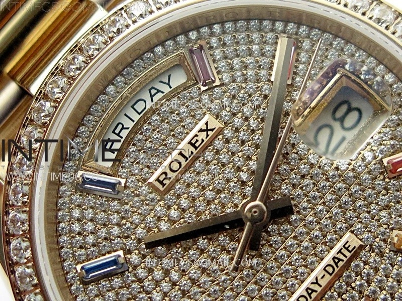 Day Date 36mm Gain Weight RG tungsten APSF 1:1 Best Edition Diamond Dial on SS President Bracelet A3255
