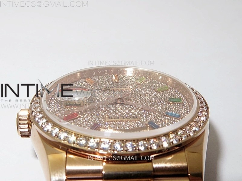 Day Date 36mm Gain Weight RG tungsten APSF 1:1 Best Edition Diamond Dial on SS President Bracelet A3255