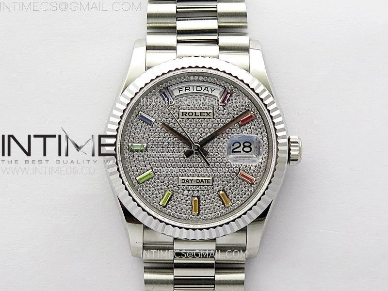 Day Date 36mm Gain Weight SS tungsten APSF 1:1 Best Edition Diamond Dial on SS President Bracelet A3255
