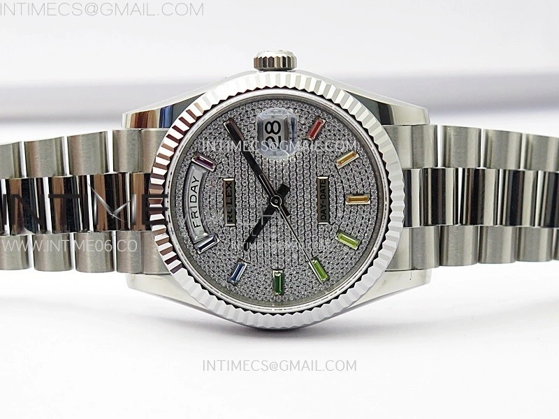 Day Date 36mm Gain Weight SS tungsten APSF 1:1 Best Edition Diamond Dial on SS President Bracelet A3255
