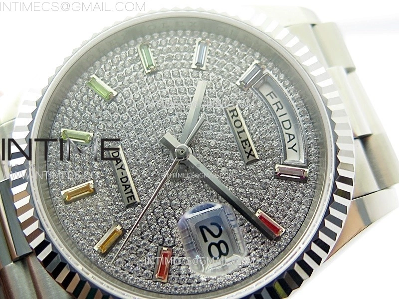 Day Date 36mm Gain Weight SS tungsten APSF 1:1 Best Edition Diamond Dial on SS President Bracelet A3255