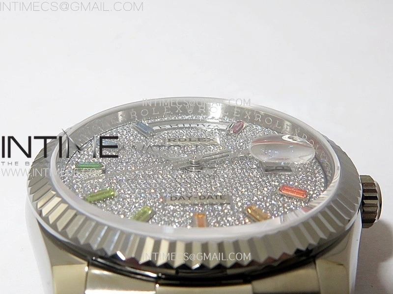 Day Date 36mm Gain Weight SS tungsten APSF 1:1 Best Edition Diamond Dial on SS President Bracelet A3255