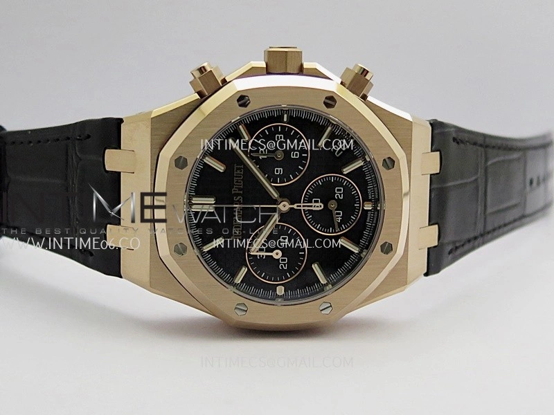 Royal Oak Chrono 26240 RG Gain Weight V2 DDF 1:1 Best Edition Black Dial On Black Leather Strap Super Clone DD4401