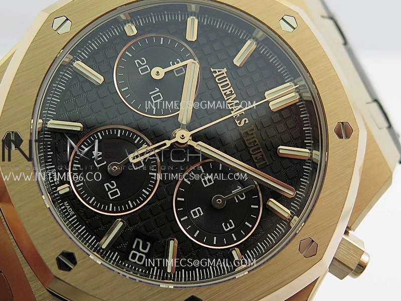 Royal Oak Chrono 26240 RG Gain Weight V2 DDF 1:1 Best Edition Black Dial On Black Leather Strap Super Clone DD4401