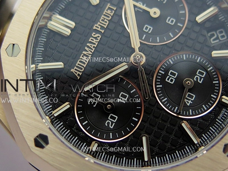 Royal Oak Chrono 26240 RG Gain Weight V2 DDF 1:1 Best Edition Black Dial On Black Leather Strap Super Clone DD4401