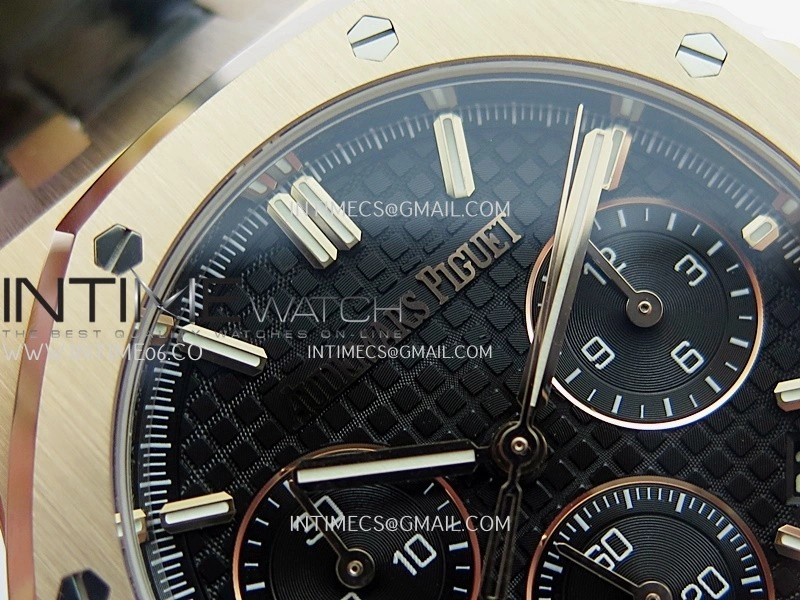 Royal Oak Chrono 26240 RG Gain Weight V2 DDF 1:1 Best Edition Black Dial On Black Leather Strap Super Clone DD4401
