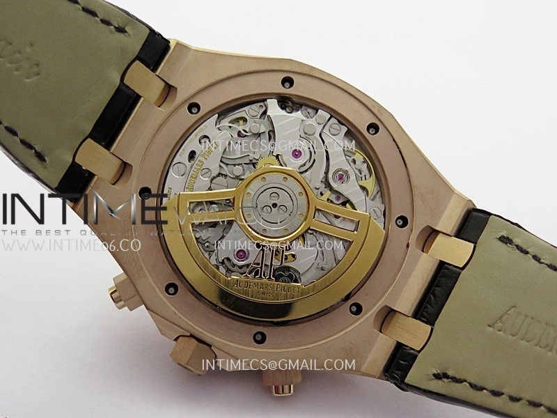 Royal Oak Chrono 26240 RG Gain Weight V2 DDF 1:1 Best Edition Black Dial On Black Leather Strap Super Clone DD4401