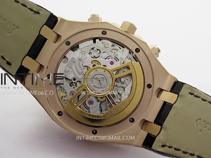 Royal Oak Chrono 26240 RG Gain Weight V2 DDF 1:1 Best Edition Black Dial On Black Leather Strap Super Clone DD4401