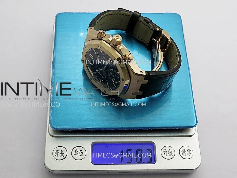 Royal Oak Chrono 26240 RG Gain Weight V2 DDF 1:1 Best Edition Black Dial On Black Leather Strap Super Clone DD4401