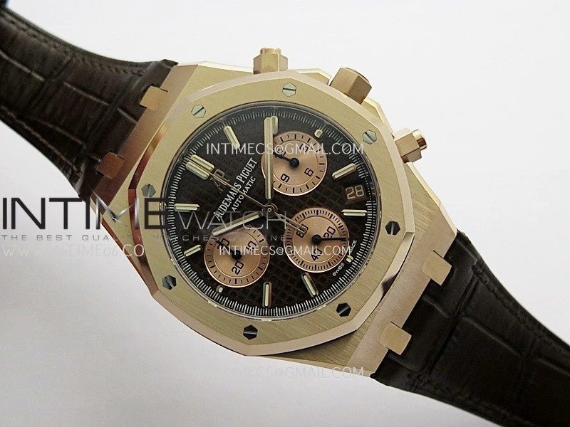 Royal Oak Chrono 26240 RG Gain Weight V2 DDF 1:1 Best Edition Brown Dial On Brown Leather Strap Super Clone DD4401