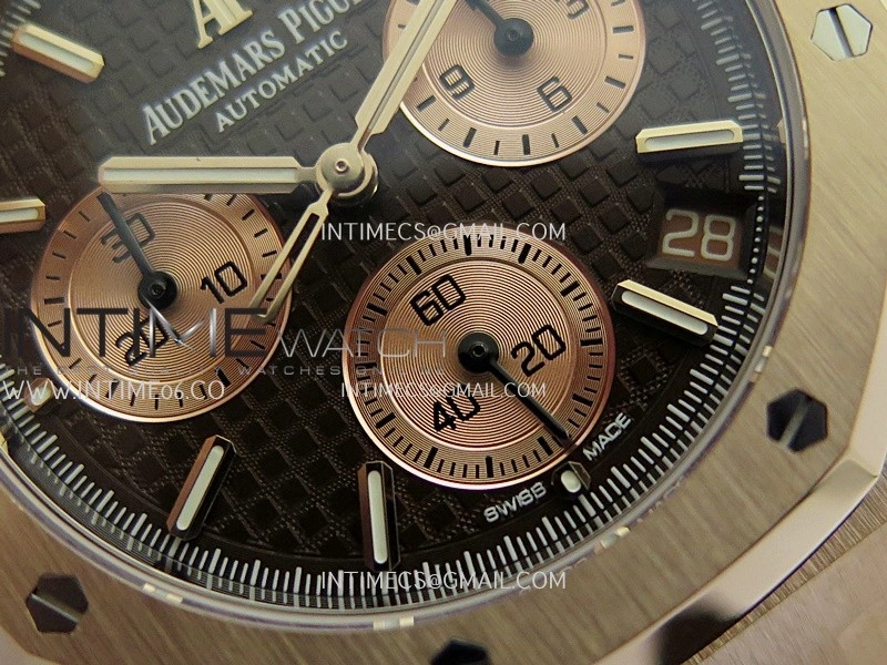 Royal Oak Chrono 26240 RG Gain Weight V2 DDF 1:1 Best Edition Brown Dial On Brown Leather Strap Super Clone DD4401