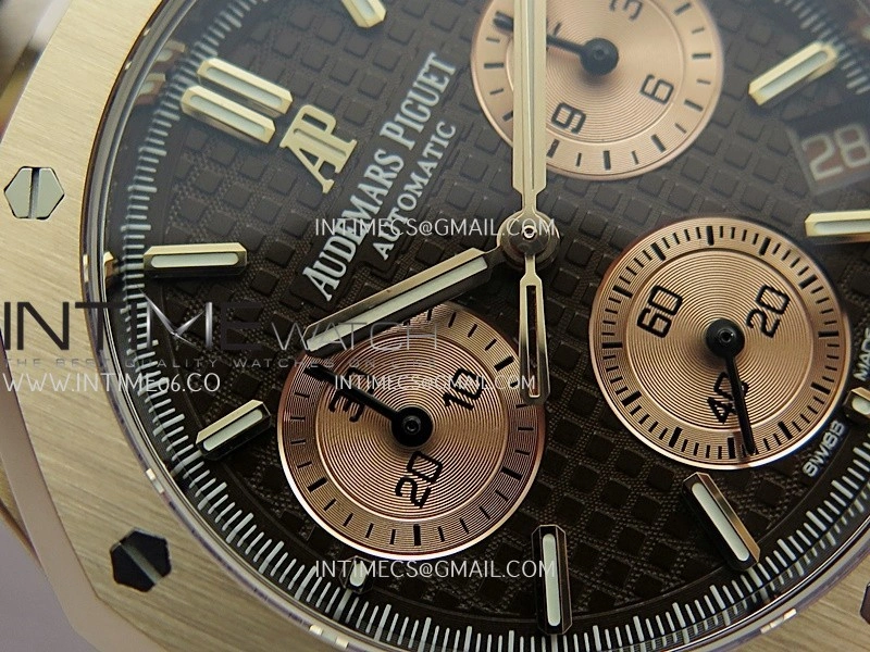 Royal Oak Chrono 26240 RG Gain Weight V2 DDF 1:1 Best Edition Brown Dial On Brown Leather Strap Super Clone DD4401