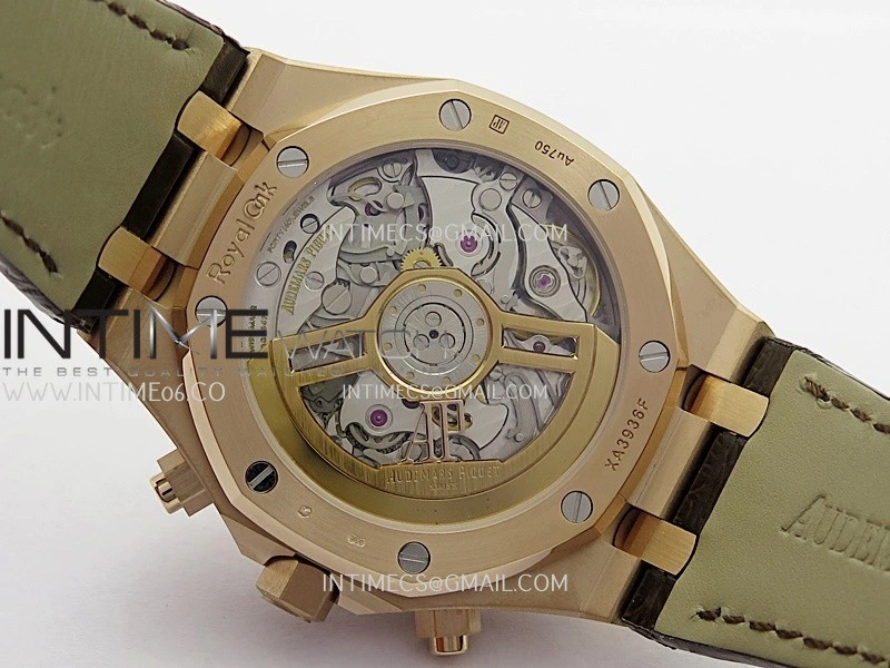 Royal Oak Chrono 26240 RG Gain Weight V2 DDF 1:1 Best Edition Brown Dial On Brown Leather Strap Super Clone DD4401