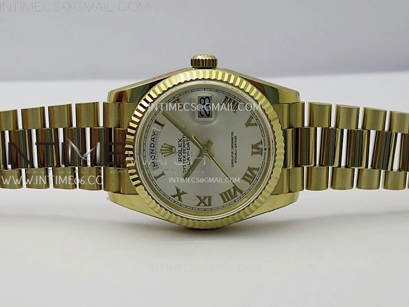 Day Date 128238 Gain Weight YG QF 1:1 Best Edition Champagne Dial Roman Markers on YG President Bracelet