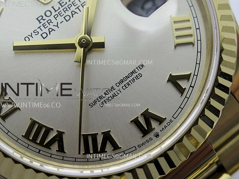 Day Date 128238 Gain Weight YG QF 1:1 Best Edition Champagne Dial Roman Markers on YG President Bracelet