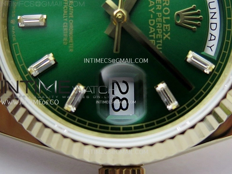 Day Date 128238 Gain Weight YG QF 1:1 Best Edition Green Dial T-diamond Markers on YG President Bracelet