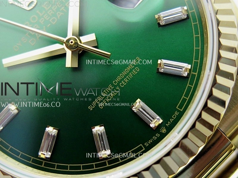 Day Date 128238 Gain Weight YG QF 1:1 Best Edition Green Dial T-diamond Markers on YG President Bracelet