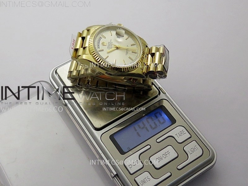 Day Date 128238 Gain Weight YG QF 1:1 Best Edition Green Dial T-diamond Markers on YG President Bracelet