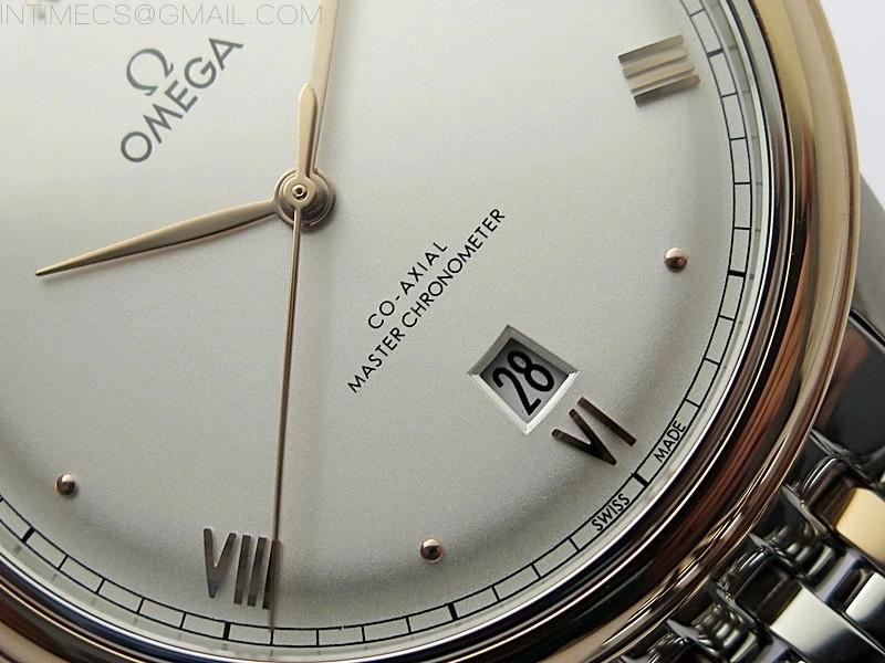 De Ville 40mm SS RG GTF 1:1 Best Edition Silver Dial RG Markers on SS RG Bracelet A8000
