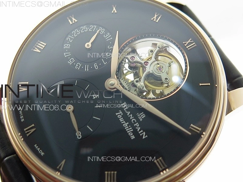 Villeret Tourbillon RG Real PR YSF Best Edition Black Dial on Black Leather Strap
