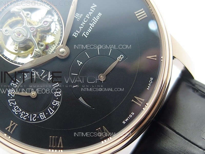 Villeret Tourbillon RG Real PR YSF Best Edition Black Dial on Black Leather Strap