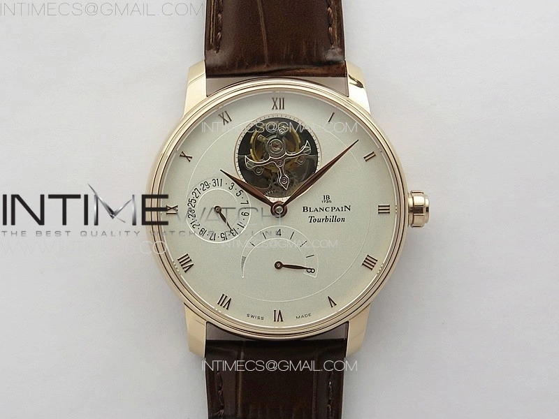 Villeret Tourbillon RG Real PR YSF Best Edition White Dial on Brown Leather Strap