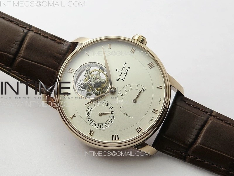 Villeret Tourbillon RG Real PR YSF Best Edition White Dial on Brown Leather Strap