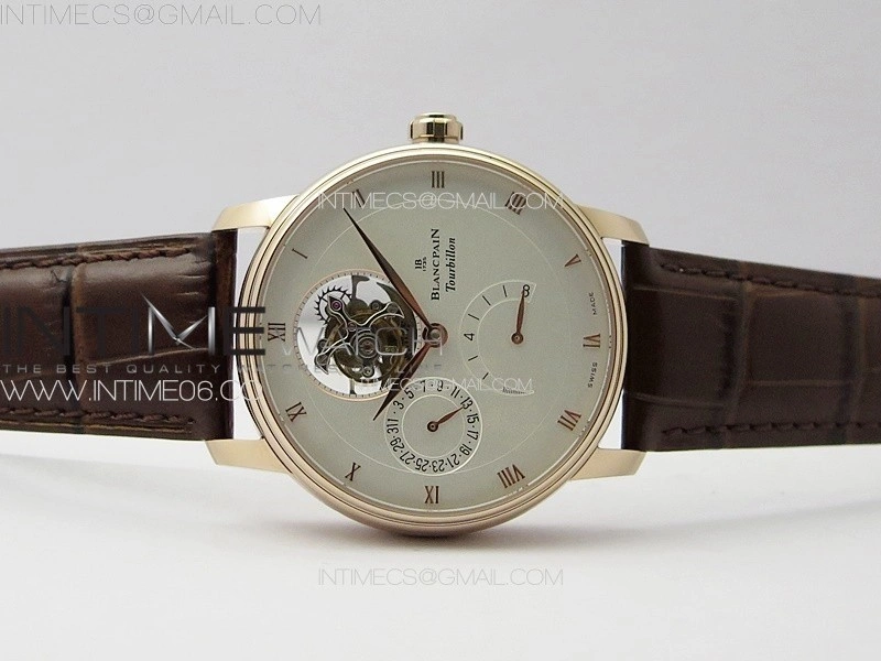 Villeret Tourbillon RG Real PR YSF Best Edition White Dial on Brown Leather Strap