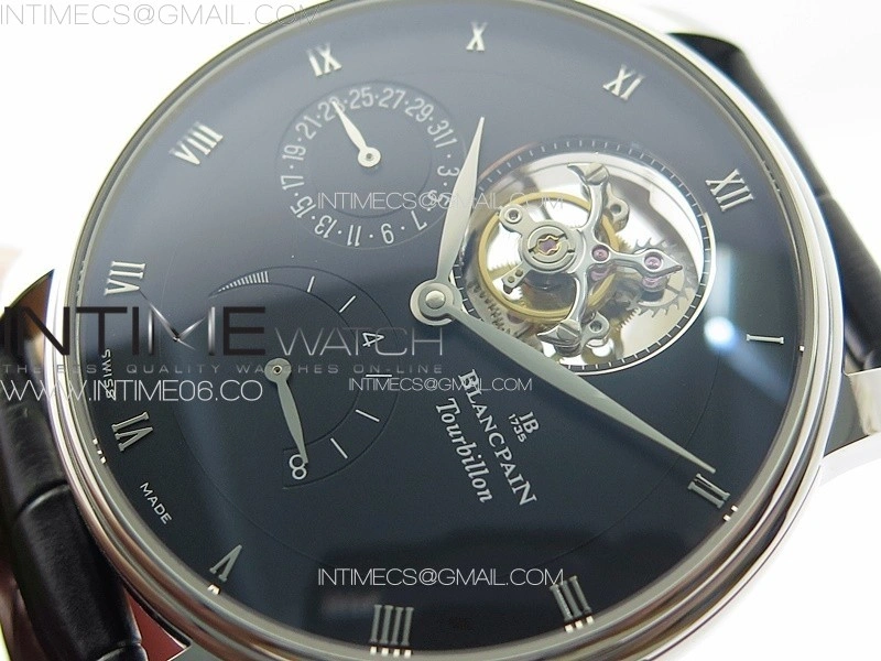 Villeret Tourbillon SS Real PR YSF Best Edition Black Dial on Black Leather Strap
