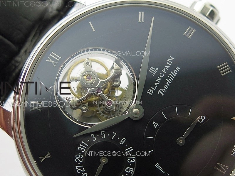 Villeret Tourbillon SS Real PR YSF Best Edition Black Dial on Black Leather Strap