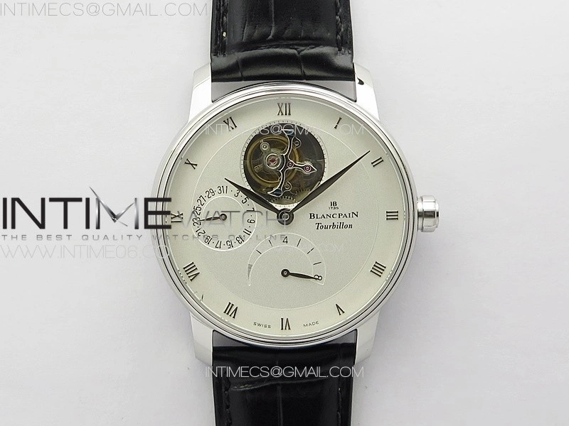 Villeret Tourbillon SS Real PR YSF Best Edition White Dial on Black Leather Strap