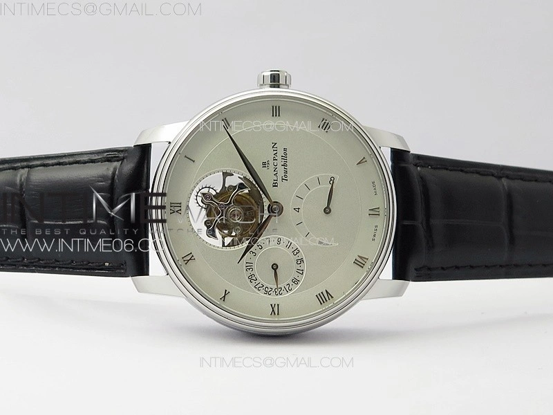 Villeret Tourbillon SS Real PR YSF Best Edition White Dial on Black Leather Strap
