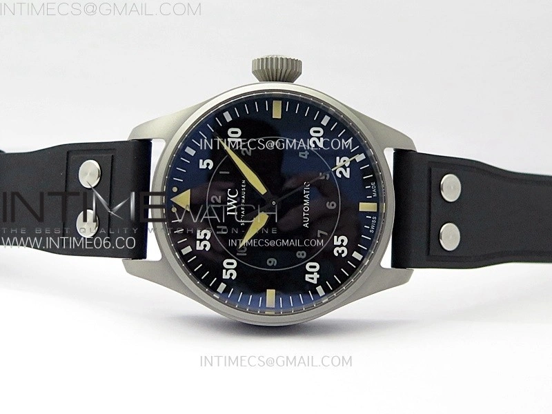 Big Pilot IW329701 SS M+F 1:1 Best Edition Black Dial on Black Rubber Strap SEIKO 8N-24