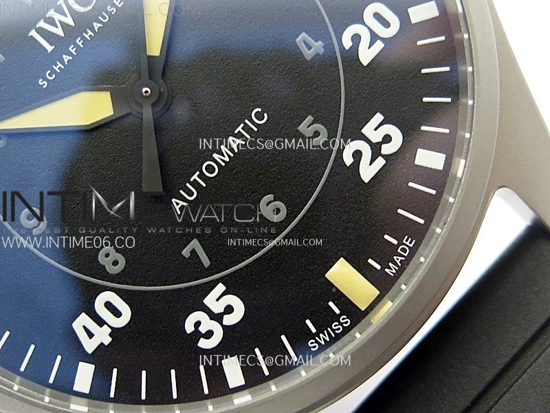 Big Pilot IW329701 SS M+F 1:1 Best Edition Black Dial on Black Rubber Strap SEIKO 8N-24