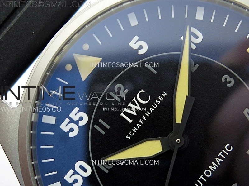 Big Pilot IW329701 SS M+F 1:1 Best Edition Black Dial on Black Rubber Strap SEIKO 8N-24