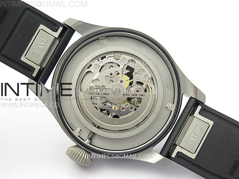 Big Pilot IW329701 SS M+F 1:1 Best Edition Black Dial on Black Rubber Strap SEIKO 8N-24