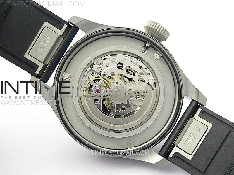 Big Pilot IW329701 SS M+F 1:1 Best Edition Black Dial on Black Rubber Strap SEIKO 8N-24