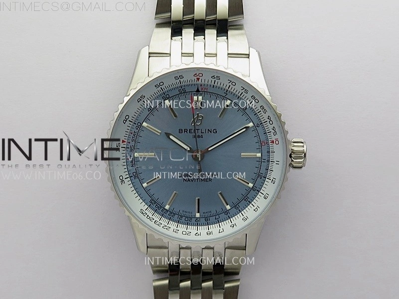 Navitimer 1 Automatic 41mm SS BLSF 1:1 Best Edition Ice Blue Dial on SS Bracelet A2824