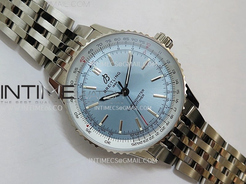 Navitimer 1 Automatic 41mm SS BLSF 1:1 Best Edition Ice Blue Dial on SS Bracelet A2824