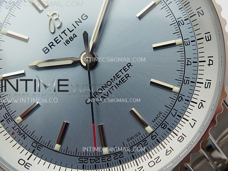 Navitimer 1 Automatic 41mm SS BLSF 1:1 Best Edition Ice Blue Dial on SS Bracelet A2824