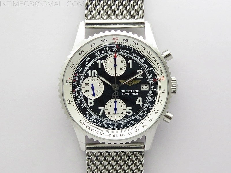Navitimer 41mm SS B50 Best Edition SS Black Dial Numeral Markers on SS Bracelet A7750