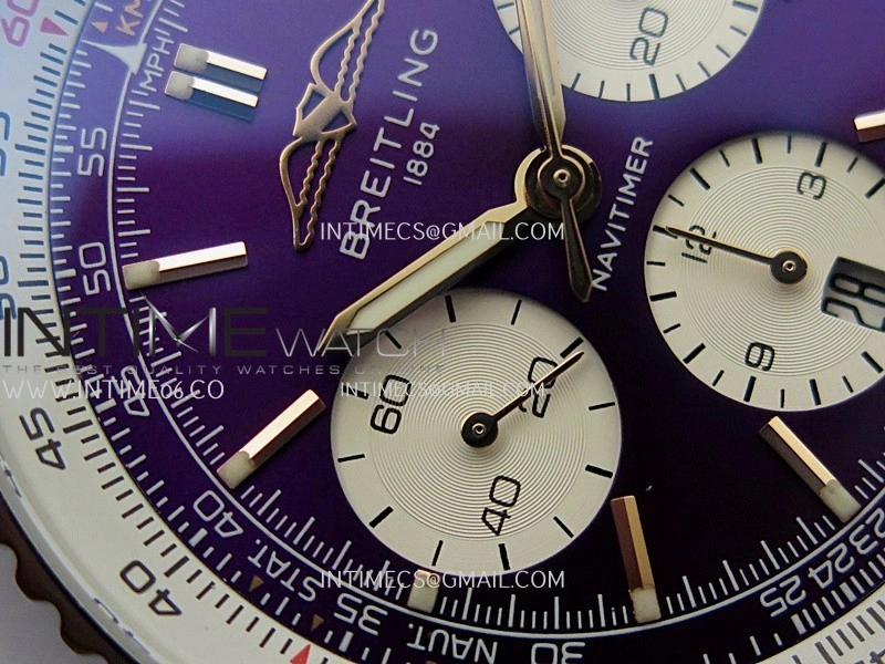 Navitimer B01 43mm SS B50 Best Edition Purple Dial White Subdial On SS Bracelet A7750