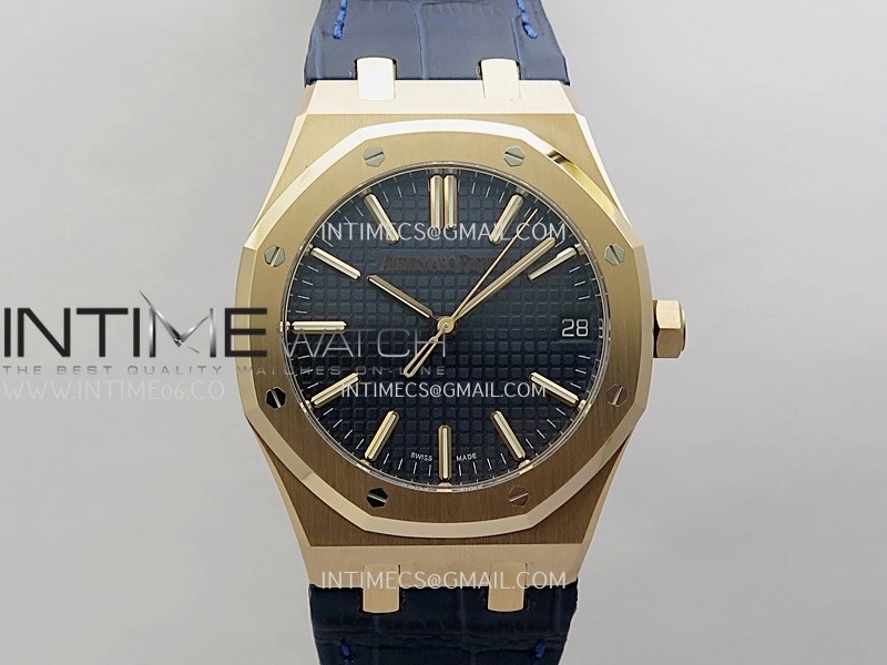 Royal Oak 41mm 15510 Gain Weight DDF 1:1 Best Edition Blue Dial On Blue Leather Strap Super Clone DD4302